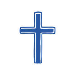 Obraz premium Christian cross Vector Icon Blue Cross Symbol – Faith, Religion, and Simplicity in Design