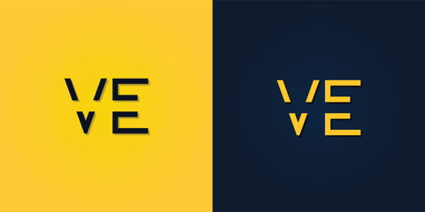 Minimalist Abstract Initial letter VE logo.