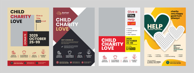 charity flyer template design. fundraising charity event flyer poster template.