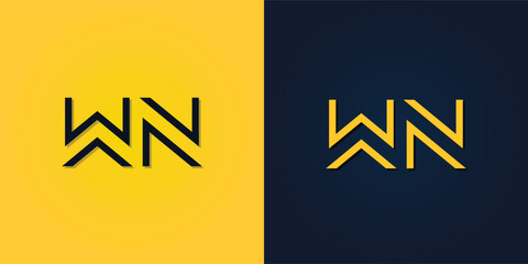 Minimalist Abstract Initial letter WN logo.