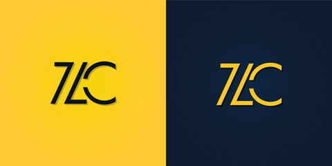 Minimalist Abstract Initial letter ZC logo.