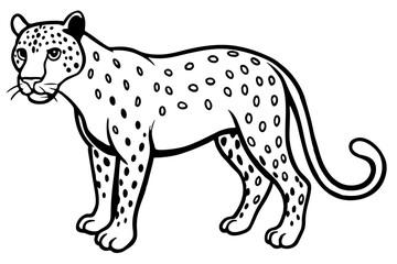 Minimalist Line Art Jaguar Vector Design on White Background