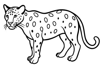 Minimalist Line Art Jaguar Vector Design on White Background