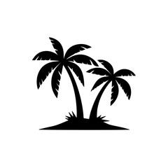 Obraz premium Tropical Island Palm Silhouette: Minimalist Paradise Artwork
