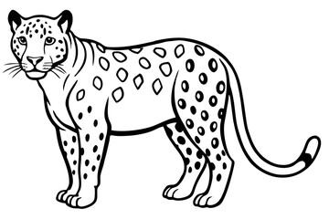 Minimalist Line Art Jaguar Vector Design on White Background