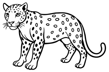 Minimalist Line Art Jaguar Vector Design on White Background