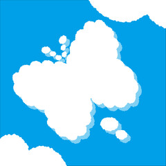 チョウの雲。ちぎり絵のようにジワジワ滲んだラフなアウトラインの白い雲のようなフキダシ・フレームシリーズ。セリフや名札（ネーム）やワッペンに。ベクター素材