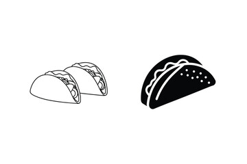 Minimalist Taco Icons Delicious Mexican Cuisine Vector Design Elements