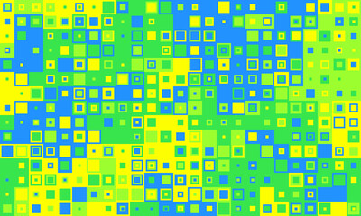 Vibrant abstract background of colorful squares.  Perfect for websites, presentations, or digital art projects.  This dynamic, pixelated design evokes feelings of energy and modernity.