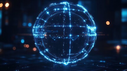 Cybersecurity Network Visualization with Neon Nodes and Connections