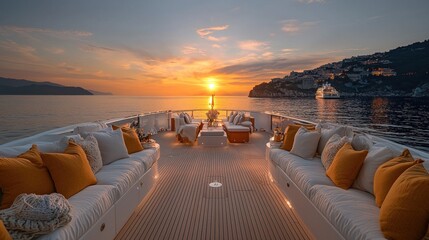 Obraz premium Luxurious yacht deck at sunset