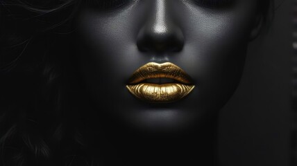A woman with gold lips and a silver face © SweetCommercial