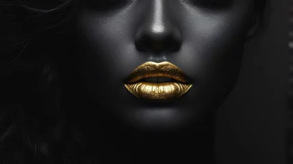 A woman with gold lips and a silver face © SweetCommercial