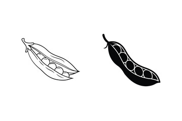 Pea Pod Vector Graphics Black And White Simple Outline Illustration