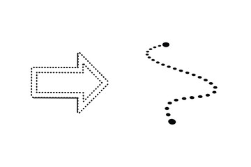 Dotted Arrow And Line Design Elements Isolated On White Background