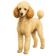 Watercolor Poodle Dog Standing