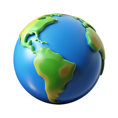 3D Rendered Transparent PNG of Earth with Blue Oceans and Green Continents