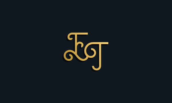 Luxury fashion initial letter ET logo.