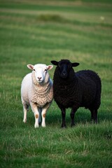 Obraz premium there are two sheep standing in a field of grass together