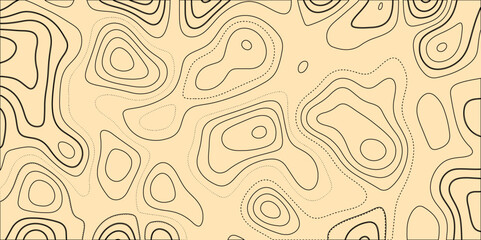 Topographic map lines background. Artistic elegance portrayed through layered textures forming patterns of visual depth. Abstract topographic map with golden lines, Topographic map lines, contour back