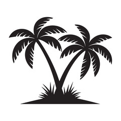 Fototapeta premium Palm Tree Icon - Tropical Island Silhouette