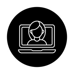 Laptop with a woman’s face inside