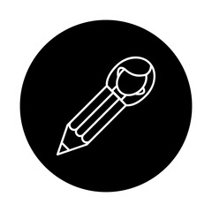 Pencil with a small woman’s face at the tip