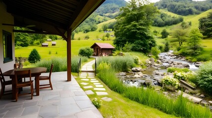 Fototapeta premium garden, house, park, nature, architecture, grass, tree,