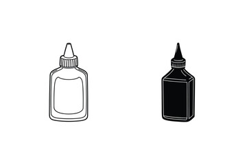 Two Bottles Contour Drawing In Black And White Sketch Style Isolated