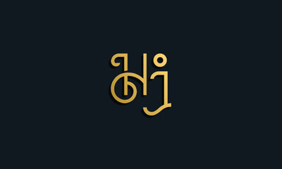 Luxury fashion initial letter HI logo.