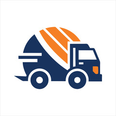 Cement Mixer Truck Icon Vector Logo Design Template