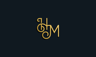 Luxury fashion initial letter HM logo.
