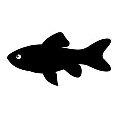 Simple Black Silhouetted Fish Illustration Aquatic Animal Icon Graphic