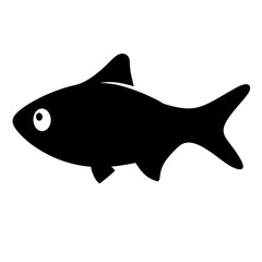 Simple Black Silhouetted Fish Icon Graphic Illustration