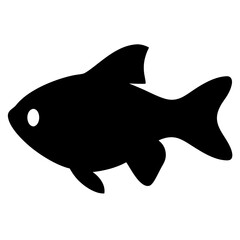 Simple Black Silhouetted Fish Icon Graphic Design Illustration