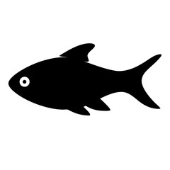 Simple Black Silhouette of a Fish Icon Illustration Graphic Design