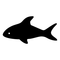 Simple Black Silhouette of a Fish Icon Graphic Design Illustration