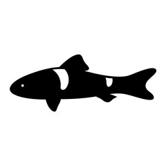 A Simple Black and White Illustration of a Fish with White Markings