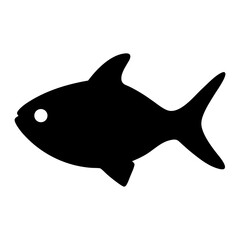 Simple Black Silhoutte of a Fish Icon Graphic Design Illustration