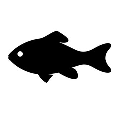 Simple Black Silhouette of a Fish Icon Graphic Design Illustration