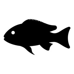 Black Silhouetted Fish Icon Illustration Graphic Design