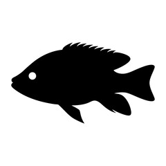 Simple Black Silhouette of a Fish Aquatic Animal Icon Graphic Illustration