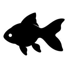 Simple Black Silhoutte of a Goldfish Swimming in Water