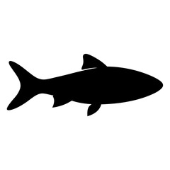 Black Silhouetted Fish Illustration Aquatic Animal Graphic Design Element