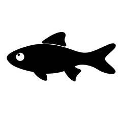 Simple Black Silhouetted Fish Icon Illustration Graphic Design