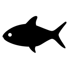 Simple Black Silhouette of a Fish Icon Graphic Design Illustration