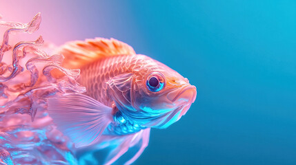 Naklejka premium Colorful fish swimming among coral in vibrant water