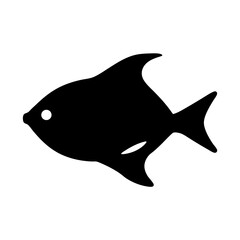 Black Silhouetted Fish Illustration Simple Silver Dollar Design Graphic