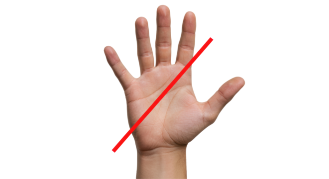 Isolated Hand with Red Line