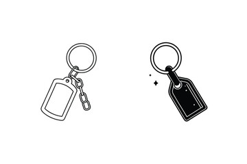 Keychain Mockup Vector With Label Outline And Solid Design For Branding